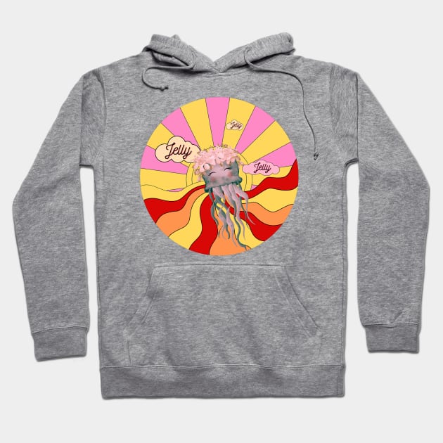 Sweet Jelly Mauve Stinger Jellyfish Sunset Design Gift Ideas Evergreen Hoodie by 3dozecreations